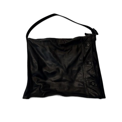 Ann Demeulemeester Archive Black Leather Hobo Bag Made in Belgium Ann-Era