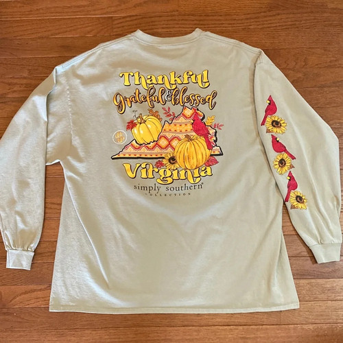 Simply Southern Fall Simply Blessed Pumpkin Long Sleeve Crewneck Virginia XL