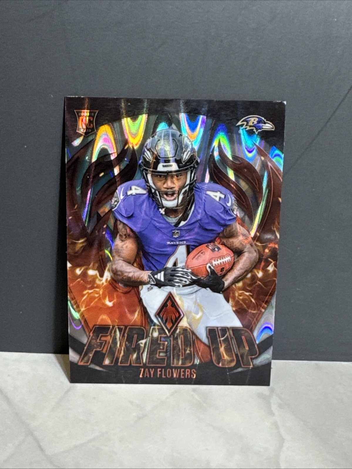 2023 Panini Phoenix - Fired Up Zay Flowers #FU-16 Silver Seismic (RC)