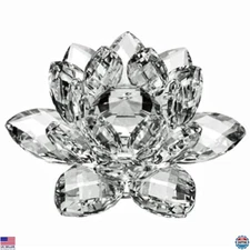 Amlong Crystal 5-Inch Clear Lotus Flower Figurine in Gift Box - Decorative Piece