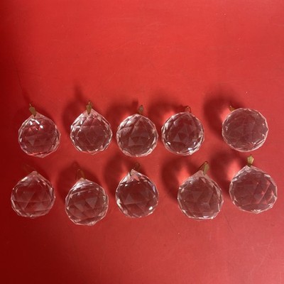 Vintage Round Crystal 1.5  Ball Glass Round Faceted Chandelier Prism lot of 10