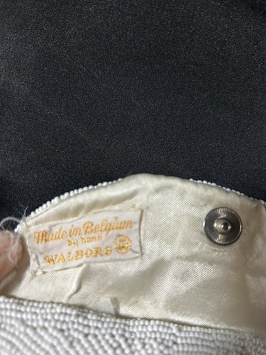 Vintage White Beaded Hand Clutch Made In Belgium by Walborg - Picture 6 of 18