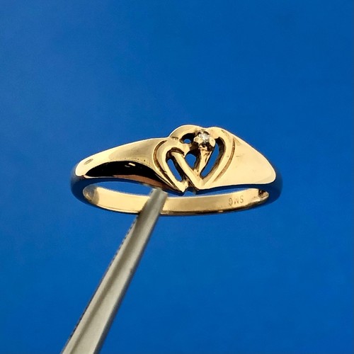 Designer SMG 10k Yellow Gold Diamond Connected Hearts Romance Ring Size 6.25