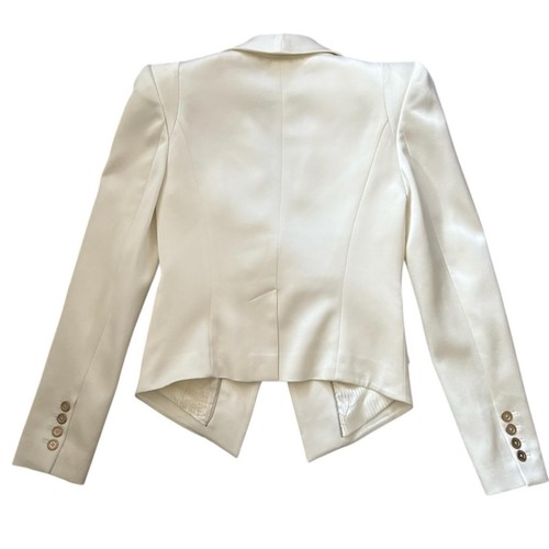 Ted Baker London Satin Cropped Blazer mit Schalkragen Weiß Größe 0 - Bild 7 von 14