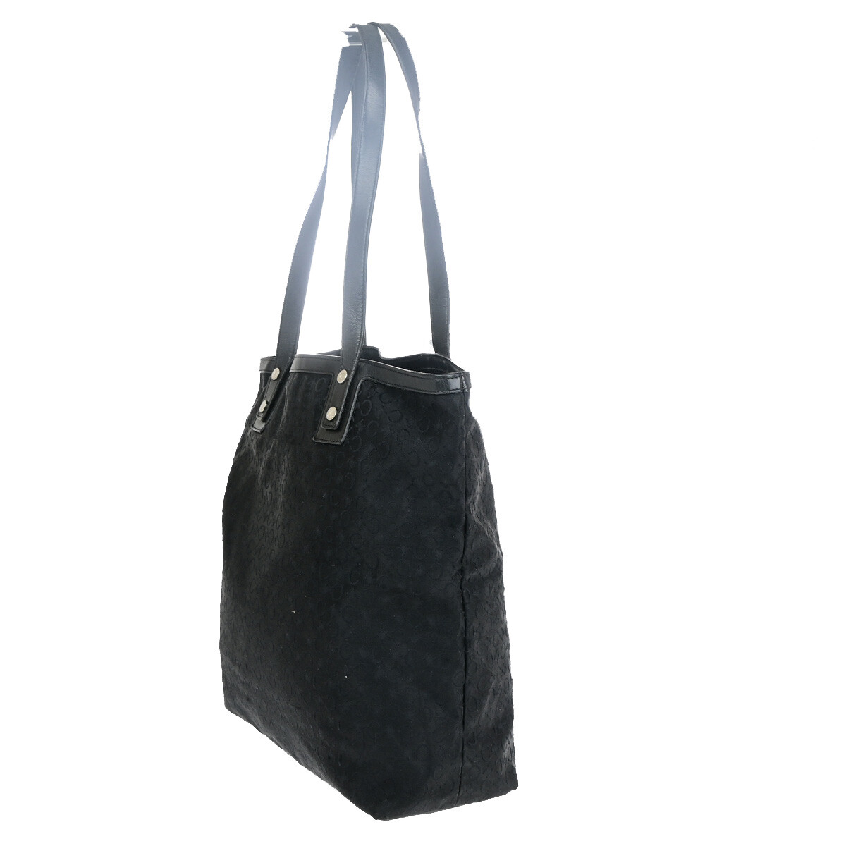 CELINE Macadam キャンバス/カーフスキン トート【ランクB】 CELINE Logo C Macadam Pattern Shoulder Tote Bag Canvas