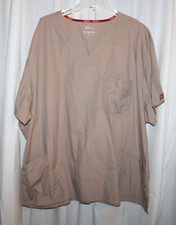 Dickies Unisex Beige Khaki V-Neck Medical Dental Scrub Top - Size 5XL