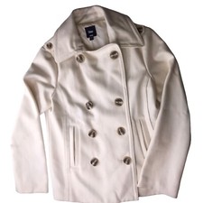 Gap Peacoat, Cream Ivory. Size Women's M. Made In Indonesia. Double-breasted