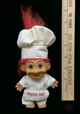 Russ Troll Doll Red Hair Master Chef Hat Cook Uniform Apron Vintage 8.5" 1841T
