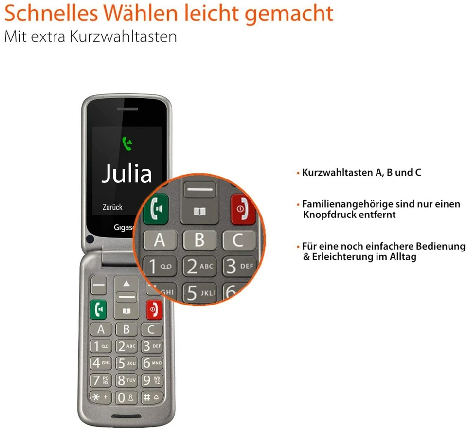 Gigaset GL590 Gsm Cellulare per Anziani; Con Memory, Display Colore 2,8 “ - Immagine 2 di 2