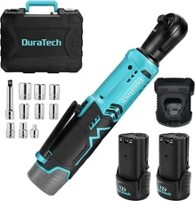 DURATECH 3/8" Electric Ratchet Wrench 2 Batteries Set 48 Ft-lbs Cordless Ratchet