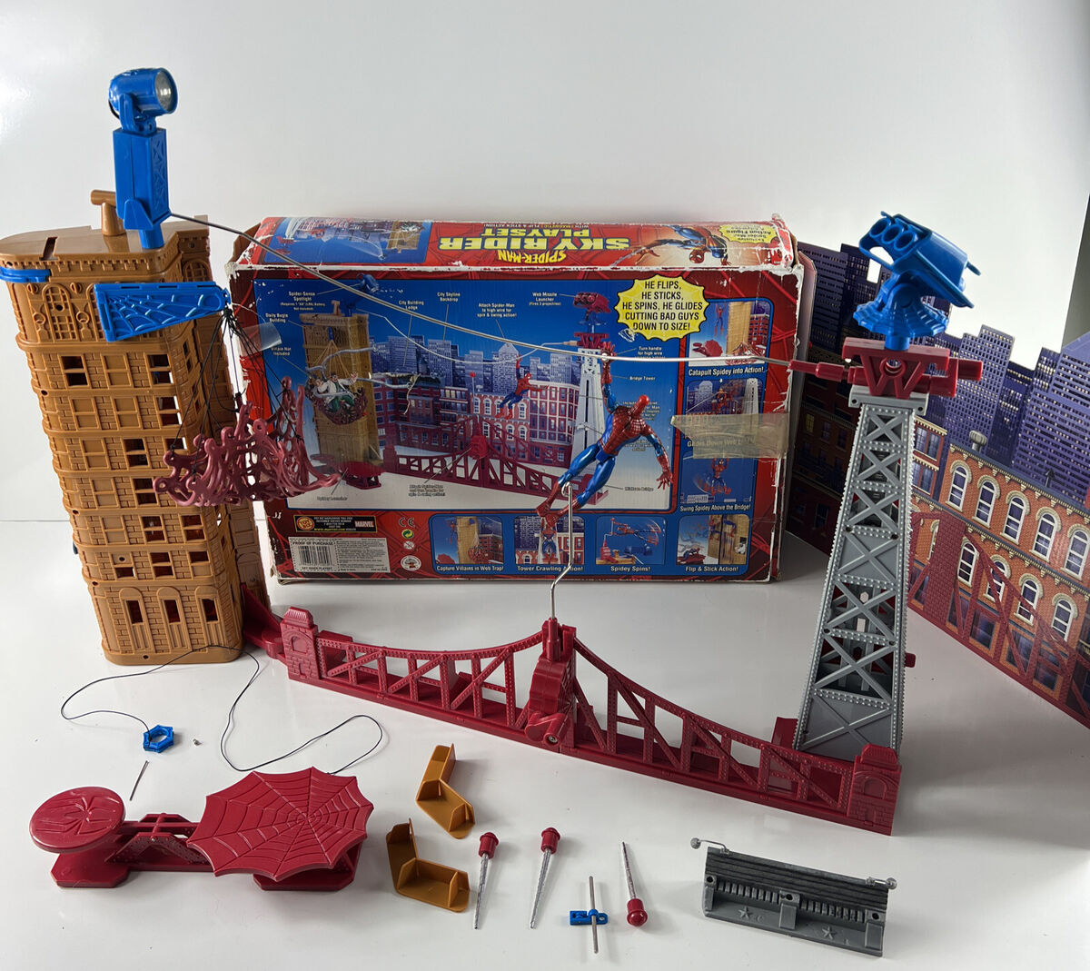 Spider-Man Sky Rider Playset 2002 Toy Biz, Near Complete Spider-Man Sky Rider Playset 2002 Toy Biz, Near Complete
