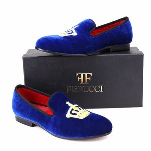 blue velvet loafer