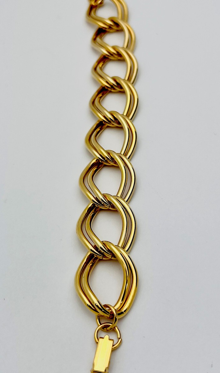Vintage 1980-90s Gold Tone Double Link Bracelet 8” | eBay