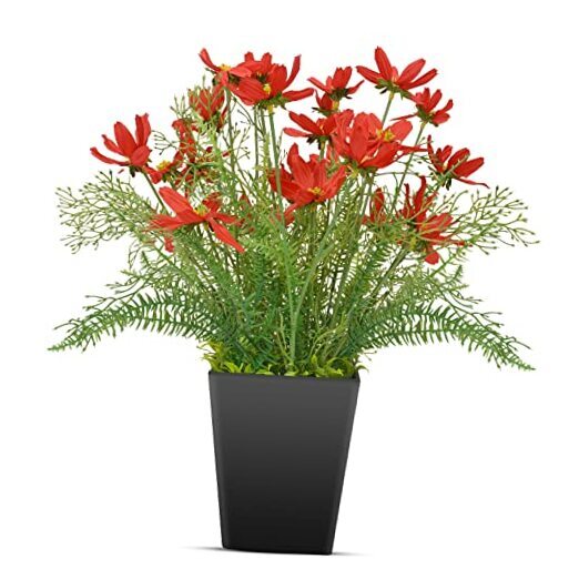 Silk Coreopsis Faux Flowers Potted Floral Decor for Red Home Styling