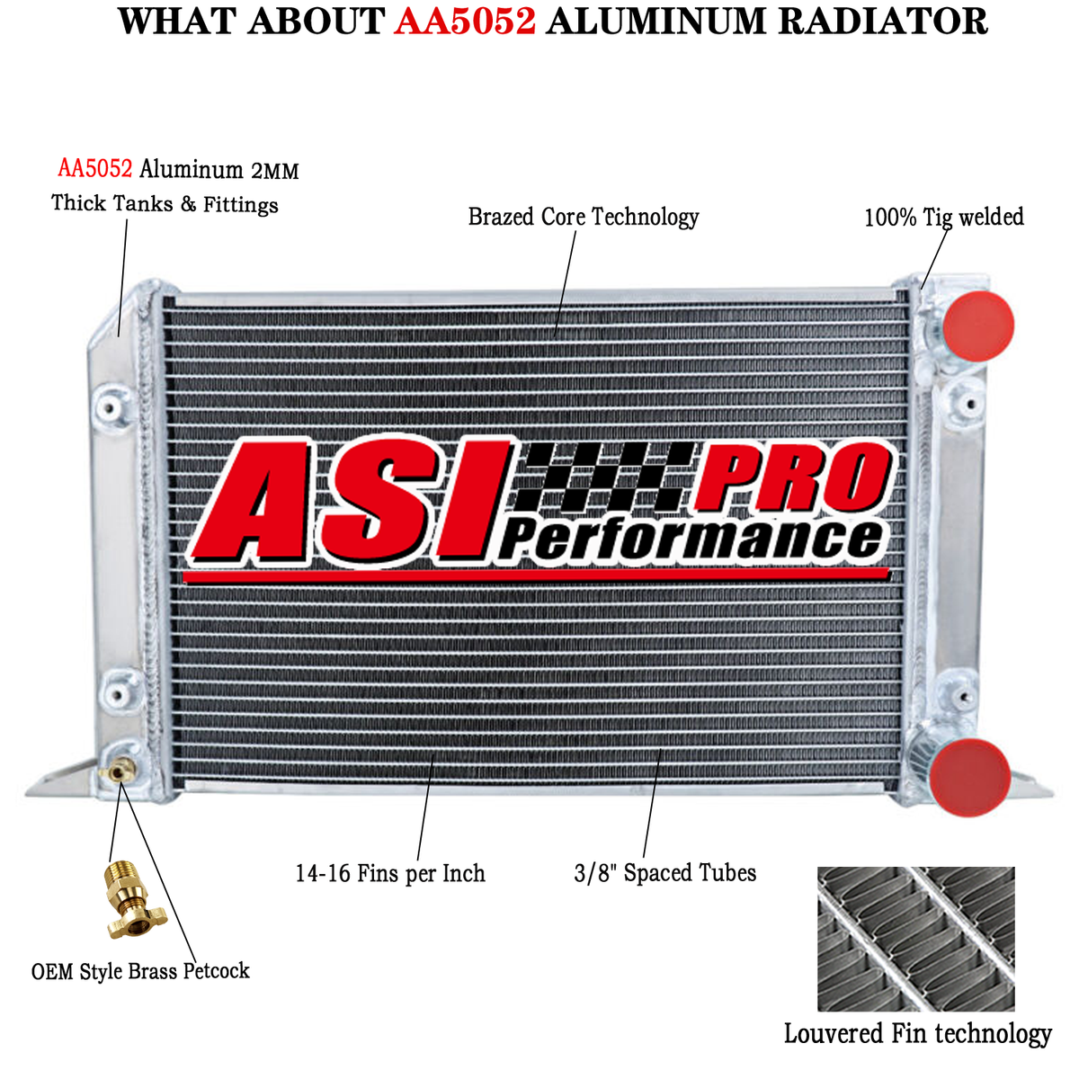 ASI Performance 3-Row Aluminum Radiator For VW Scirocco – Drag Race Pro Stock Style