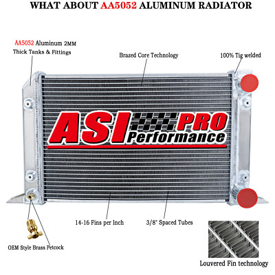 3 Row Aluminum Radiator fit VW Scirocco Pro Stock Style 1'' Tube Drag