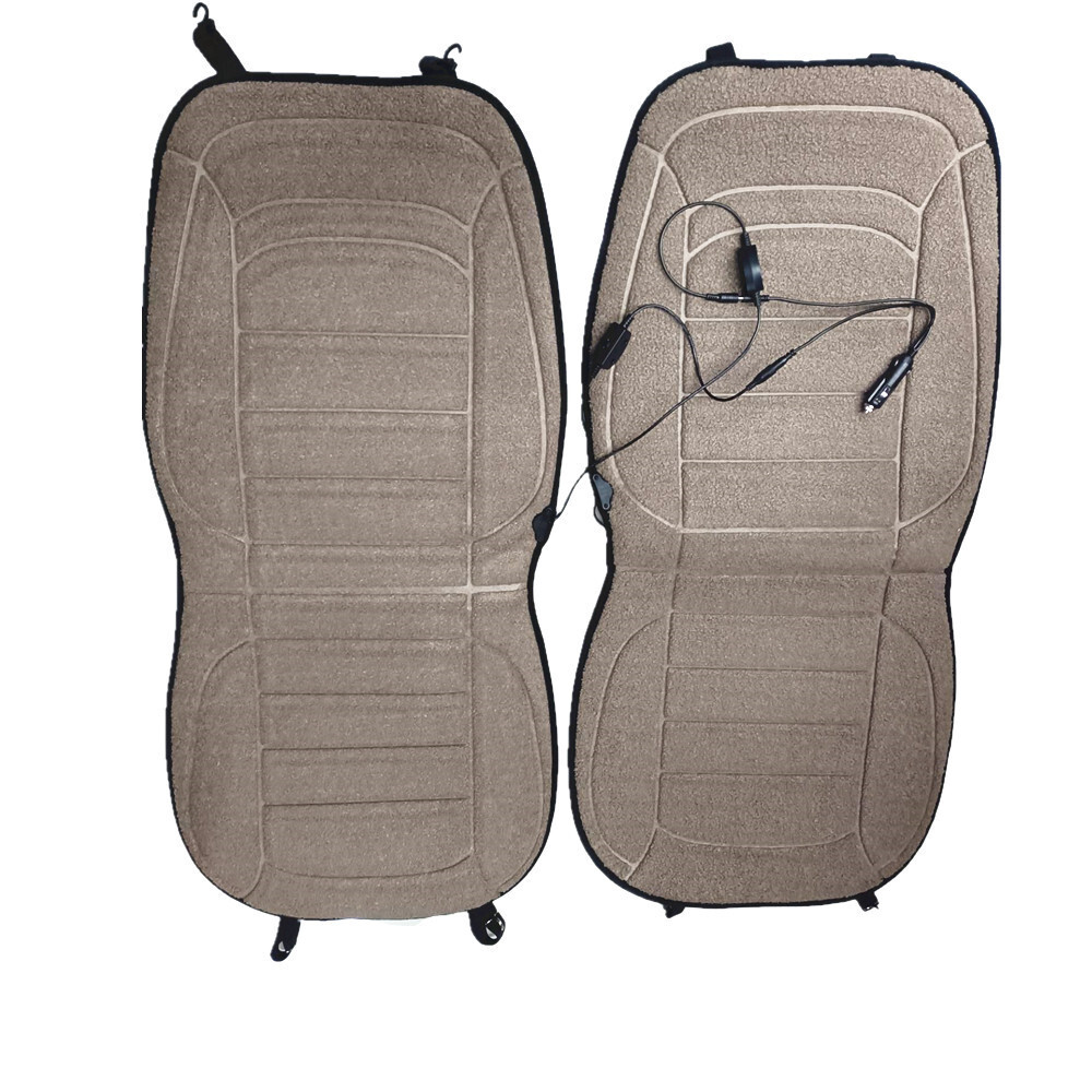 12V Heated Car Seat Cover Cushion Front 2 Seats Warmer Pad Heating Mat Lamb Wool