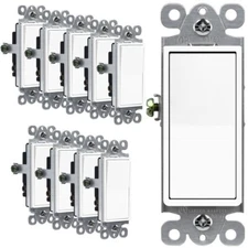 15A 3-Way Wall Light Switch On/Off Decora Rocker Paddle UL Listed 10 Pack