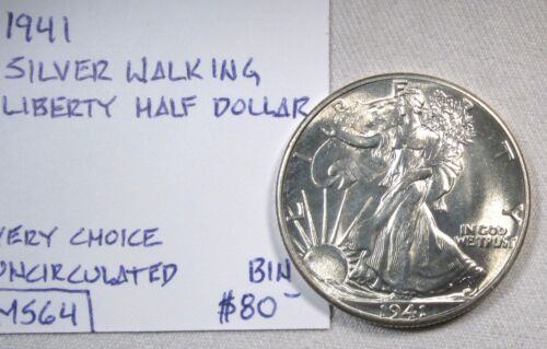 1941 Silver Walking Liberty Half Dollar VCH UNC Coin AR107 - Picture 2 of 3