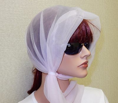 Pink Sheer Wind Scarf Bonnet w/Fastening Rings, One Size Fits All