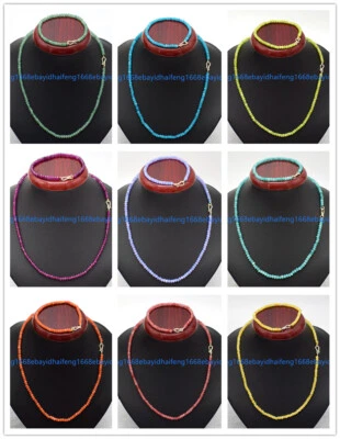 2x4mm Facettiert Mehrfarbig Rondelle Edelstein Perlen Halskette Armband Set - Bild 1 von 4