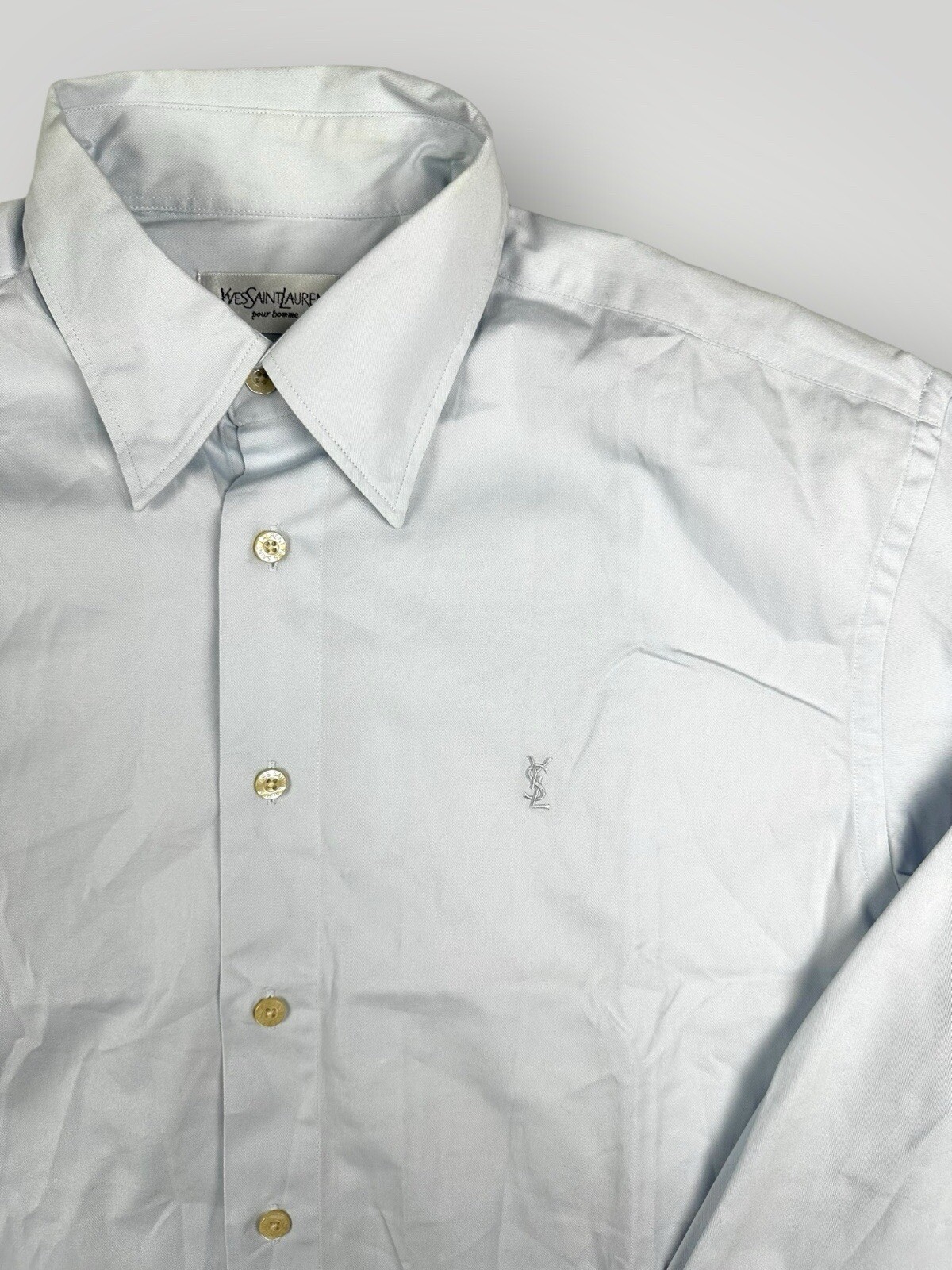 Yves Saint Laurent Camicia Logo Bottone YSL Uomo M