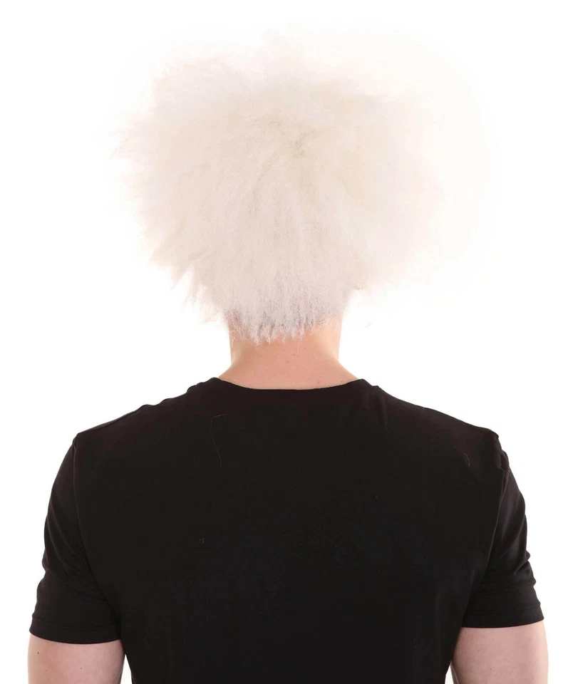 Peluca Afro Blanca Adulto Bigote Juegos con disfraces Científico Loco Halloween Fiesta Cabello HM-368A Foto 4 de 4