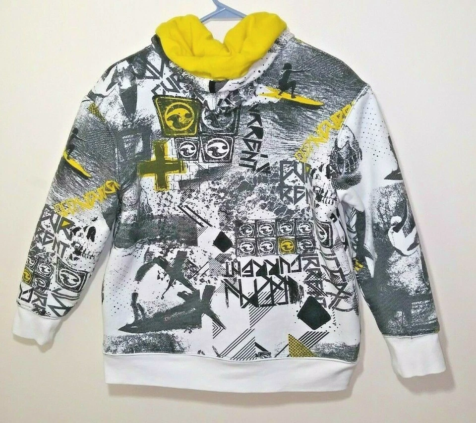 Abrigo chaqueta con capucha grande Ocean Current cremallera completa para mujer blanco y negro Foto 3 de 4