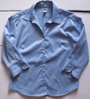 UNITI STRETCH Blue Collared Button Down Shirt Size XL 3/4 Sleeve Cuffs