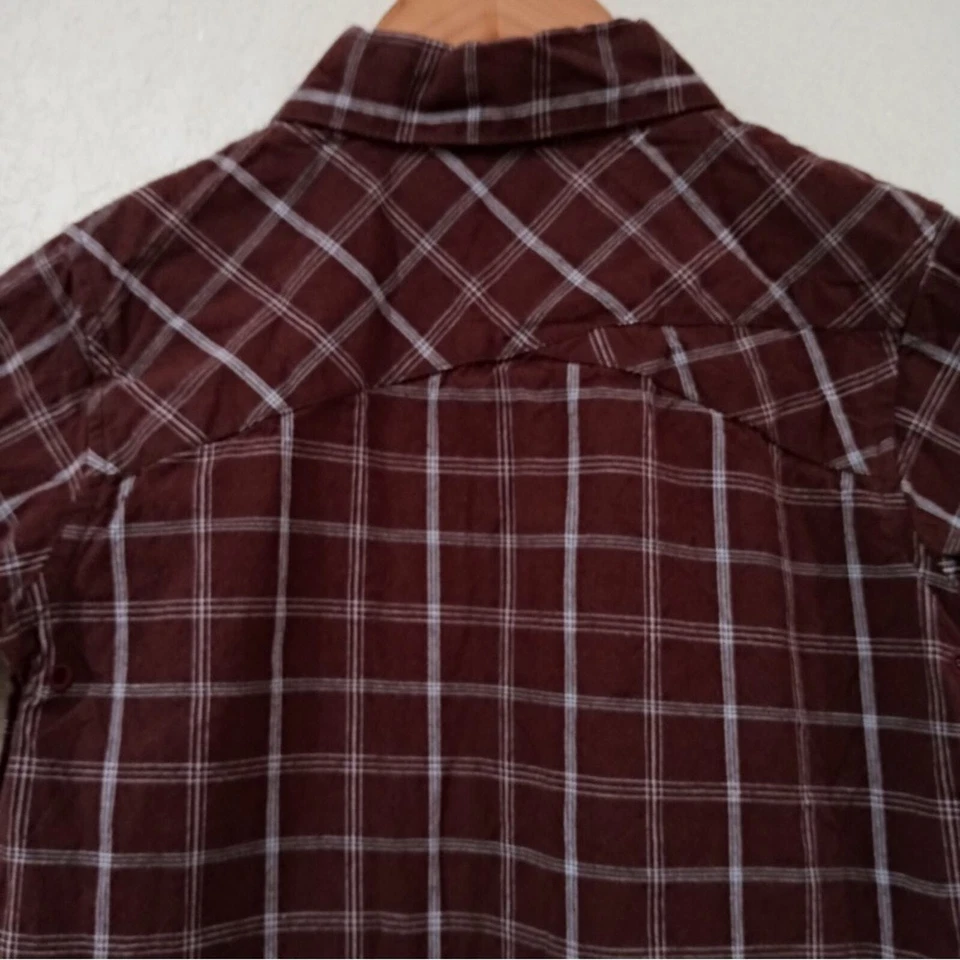 Camisa Hurley Boys Talla 5 Borgoña Ventana Abotonada 100% Algodón Foto 3 de 4