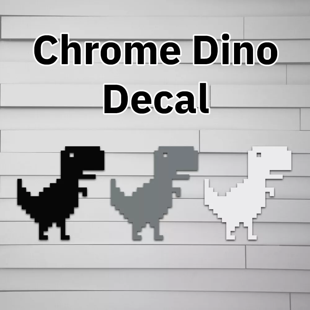 Chrome Dino Vinyl Decal for Car (gaming dinosaur offline google) for laptop