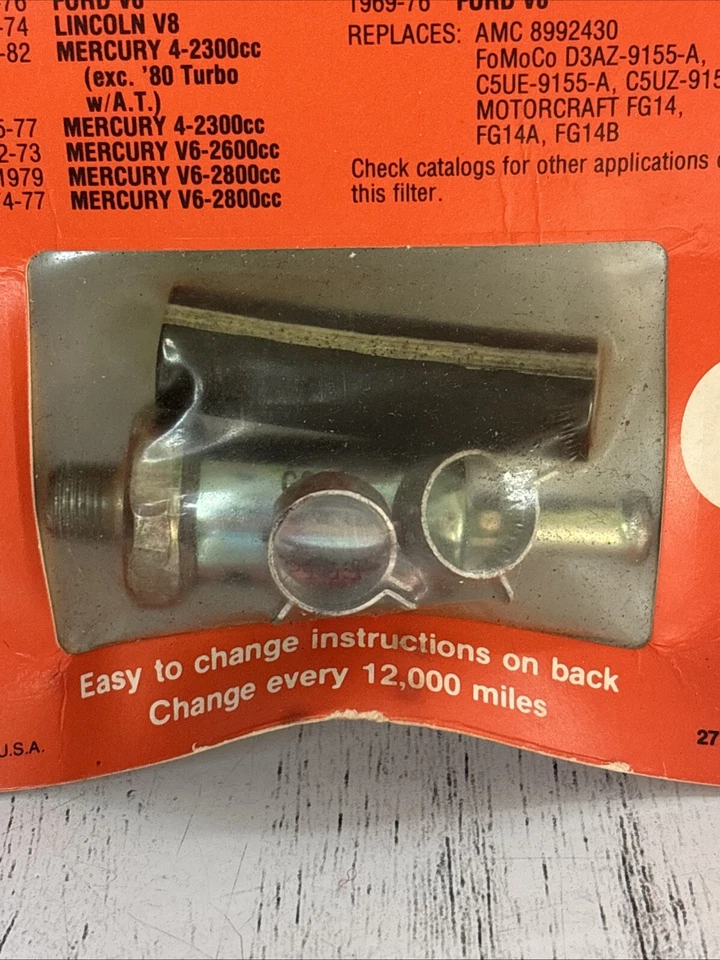 Filtro de combustible de gasolina NOS Fram G22A Ford Lincoln Mercury 1966-1981 EE. UU. pieza de colección Foto 2 de 4