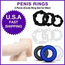 Penis Ring Set Male Enhancer Ejaculation Delay Cock Rings For Man Erection