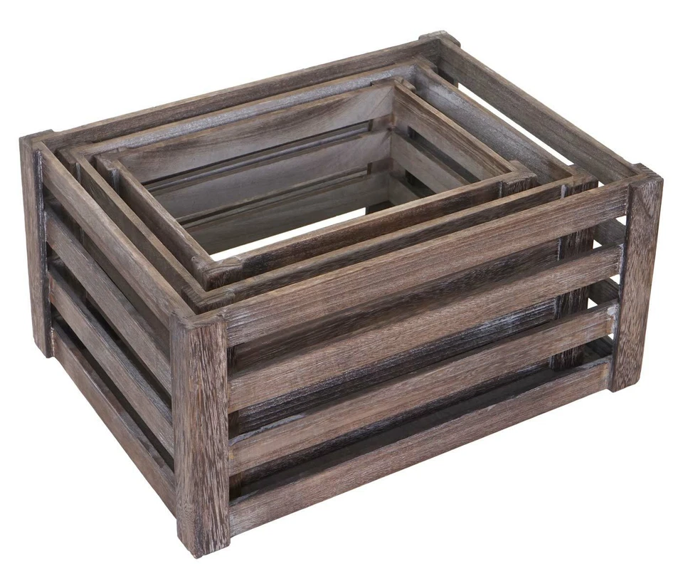 3er Set Holzkiste HWC-C56, Weinkiste Dekokiste Shabby-Look Vintage braun, shabby - Bild 3 von 4