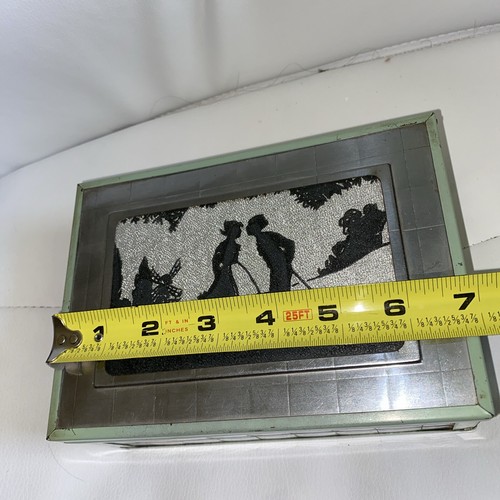 ART DECO CHROMIUM DRESSER JEWELRY BOX SILHOUETTE GREEN METAL WOOD INTERIOR 1920s - Picture 14 of 20