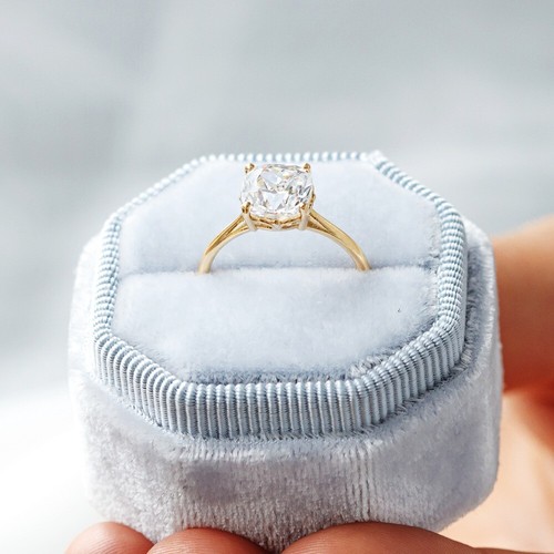 3.00CT Cushion Cut Moissanite Bridal Engagement Ring Set 14k Yellow Gold Plated - Picture 3 of 10