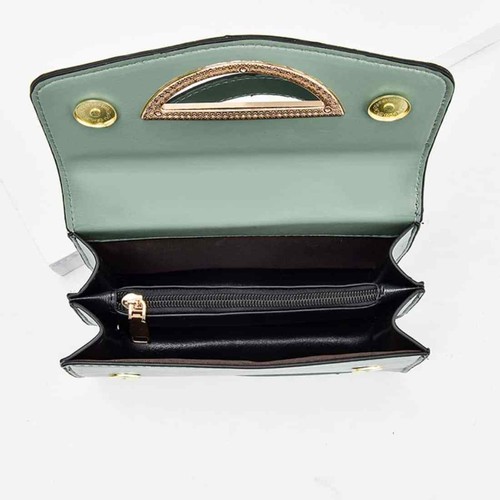 Ladies Cross Body Shoulder Hand Bag Large Clutch Faux Leather Mint Green 30586 - Picture 10 of 11
