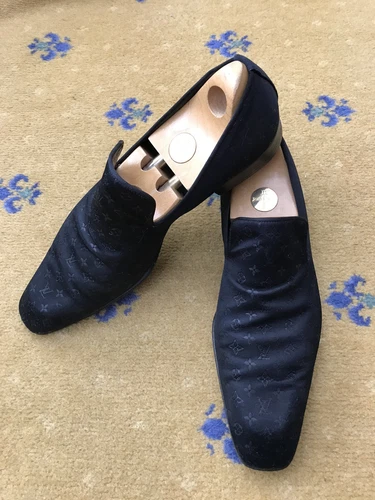 LOUIS VUITTON TRAINER Louis Vuitton scarpe mocassino sera monogramma tessuto nero uomo UK 9 US 10 EU 43