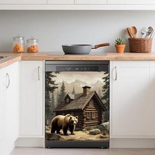 Dishwasher Covers for The Front Magnetic,Vintage Farmhouse Forest Bear