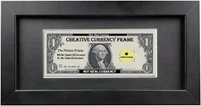 Creative Wooden Picture Frames 4X9 Inch Black Dollar Bill Frames with Matting. E