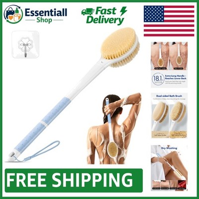 Luxury Back Scrubber Body Shower Brush - 18.1 Inch with Soft & Stiff Bristles