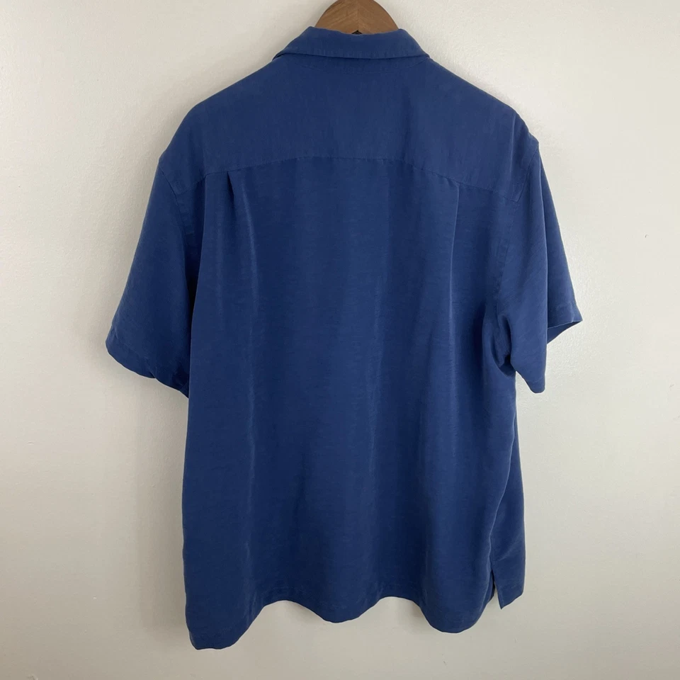 Roundtree & Yorke Modal Blend Shirt Mens XL Oversized Blue Short Sleeve Button - Image 2 of 4