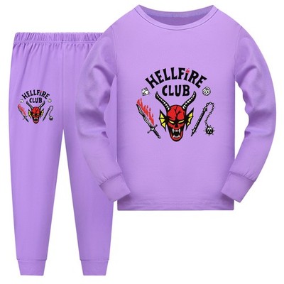 Kinder Stranger Storys Pyjamas Hellfire Club Nachtwäsche Outfits Top+Hose Set