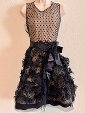 Oscar de la Renta Black Polka Dot Cocktail Dress Size 0 Sleeveless #50 NWT $5600