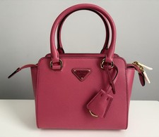 PRADA Borsa A Mano Pink Peonia Saffiano Leather Top Handle Crossbody Bag Purse
