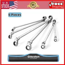 DURATECH Extra Long Flex-Head Double Box End Ratcheting Wrench Set, Metric,