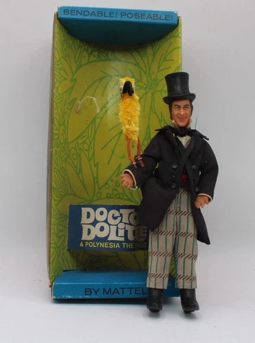 1967 Mattel Doctor DoLittle & Polynesia The Parrot 6" Bendable Posable Rare