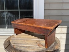 Antique Wood Slanted Foot Stool Kneeler Prayer Bench Old Square Nails 21.75" L