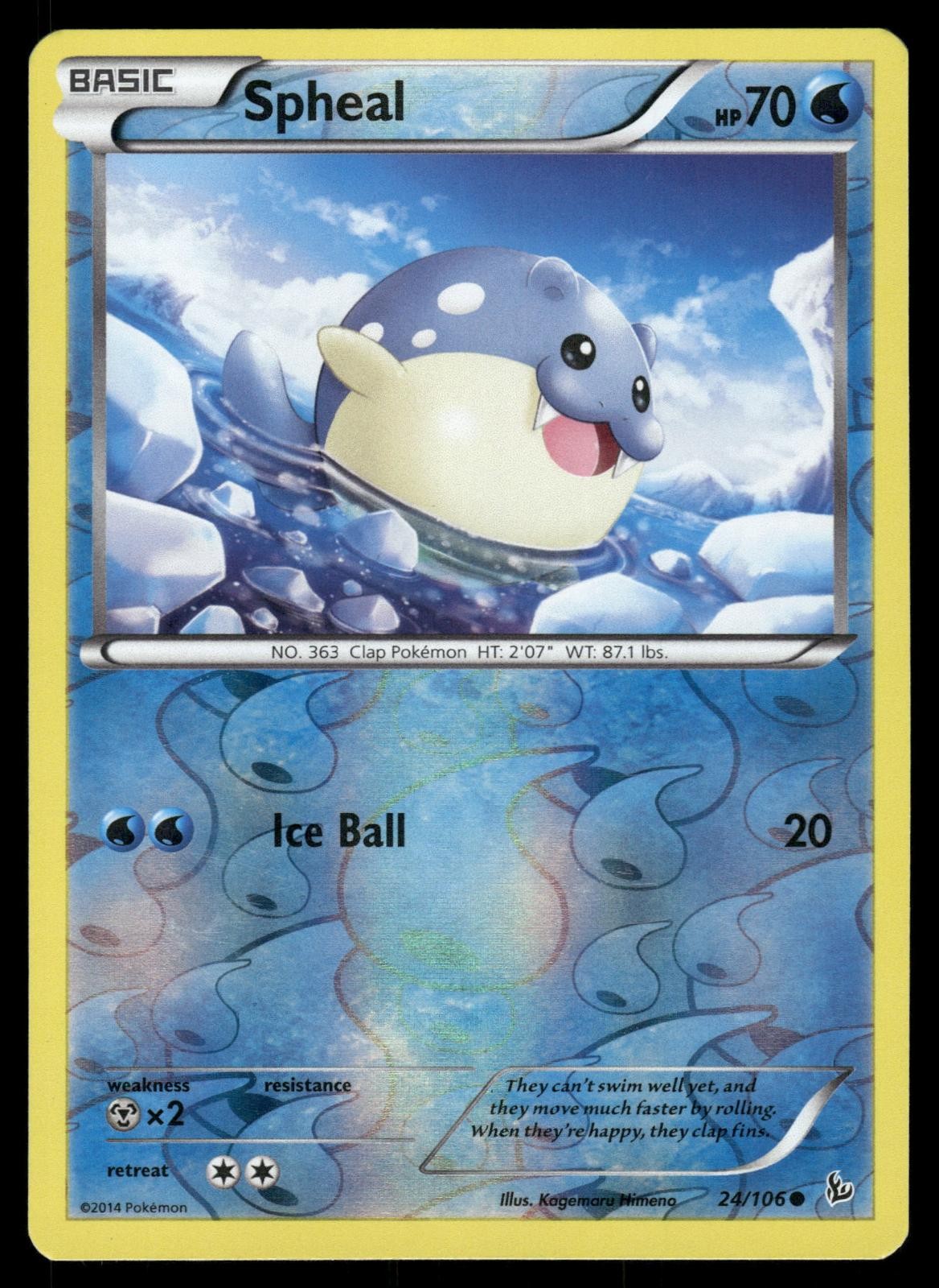 Spheal 24/106 Common Flashfire Pokemon Reverse Holo Moderately Played