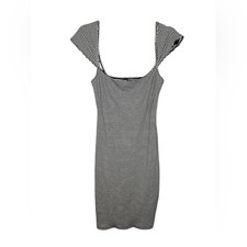 Reformation Black and White Striped Mini Cap Sleeve Dress